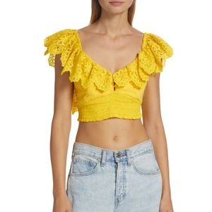 NWT Alice + Olivia Bleeker Ruffled Lace Crop Top